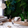 Dark Jungle Tropical Leaves Wall Mural