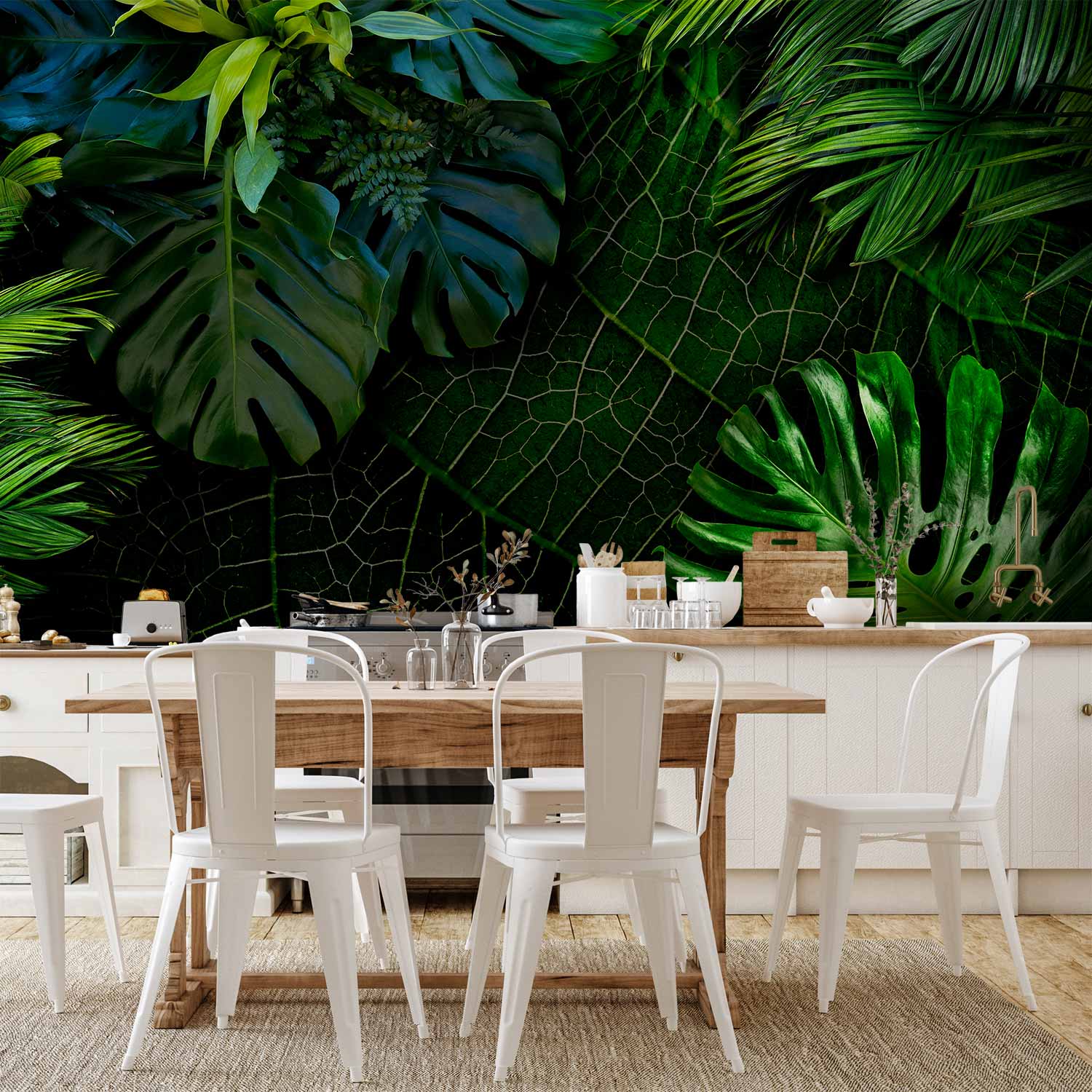 Dark Jungle Tropical Leaves Wall Mural