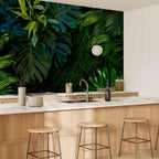 Dark Jungle Tropical Leaves Wall Mural