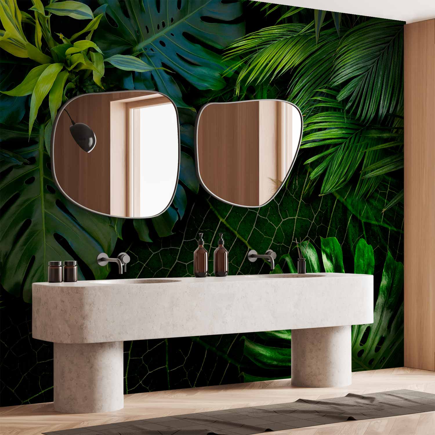 Dark Jungle Tropical Leaves Wall Mural