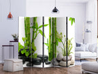 Zen Bamboo and Stones 5-Panel Japanese Room Divider