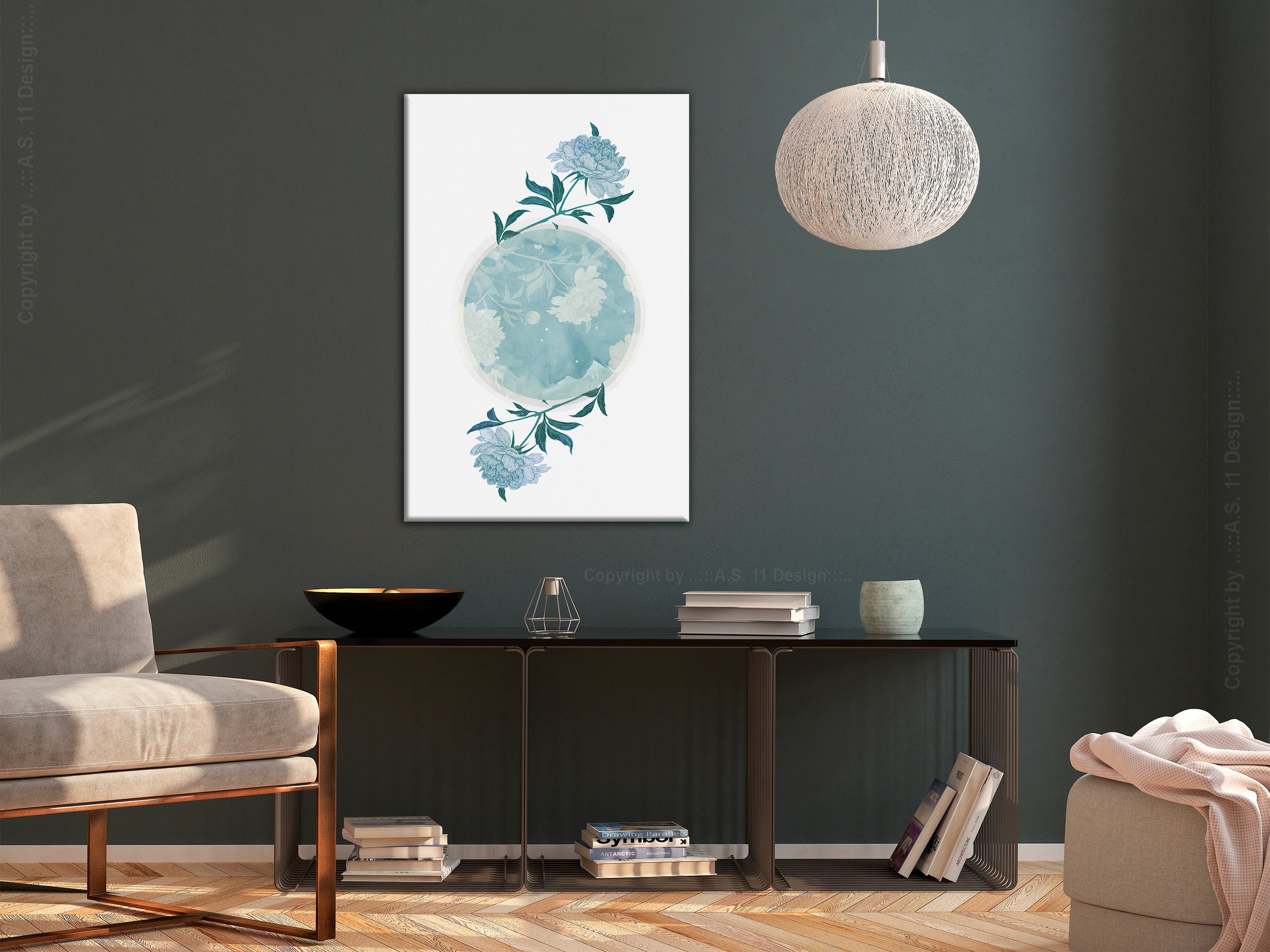 Canvas Print Floral Planet 1 Part Vertical