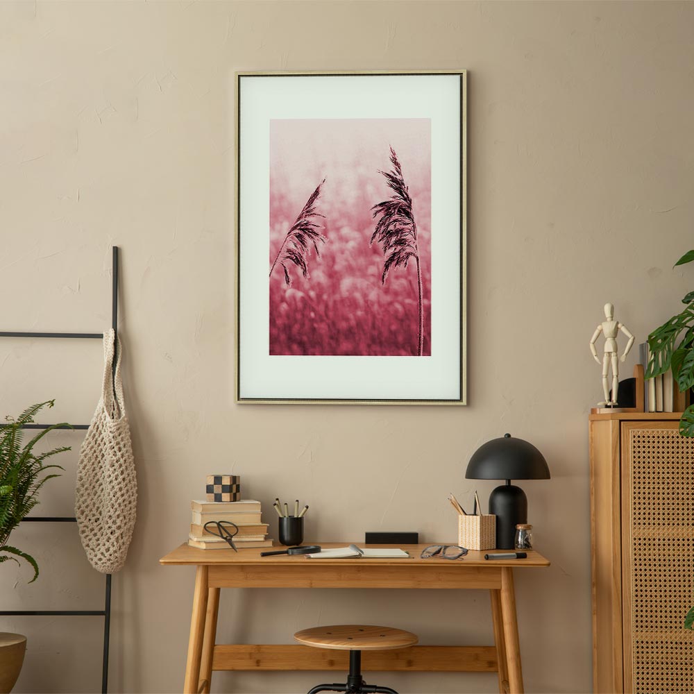 Ruby Flower Stalk Vertical Canvas Print