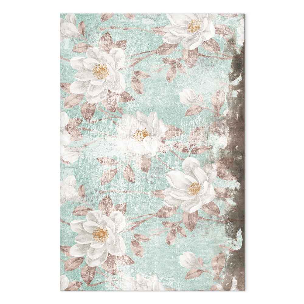 Roman Flowers Textured Vertical Canvas Print