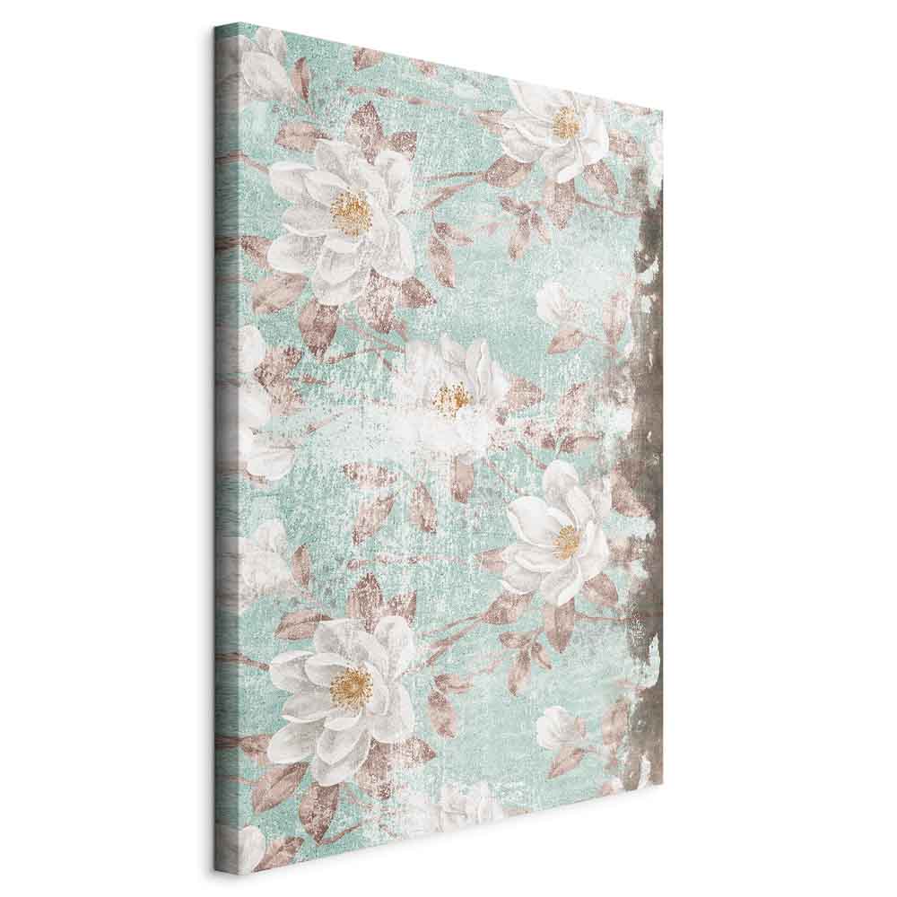 Roman Flowers Textured Vertical Canvas Print