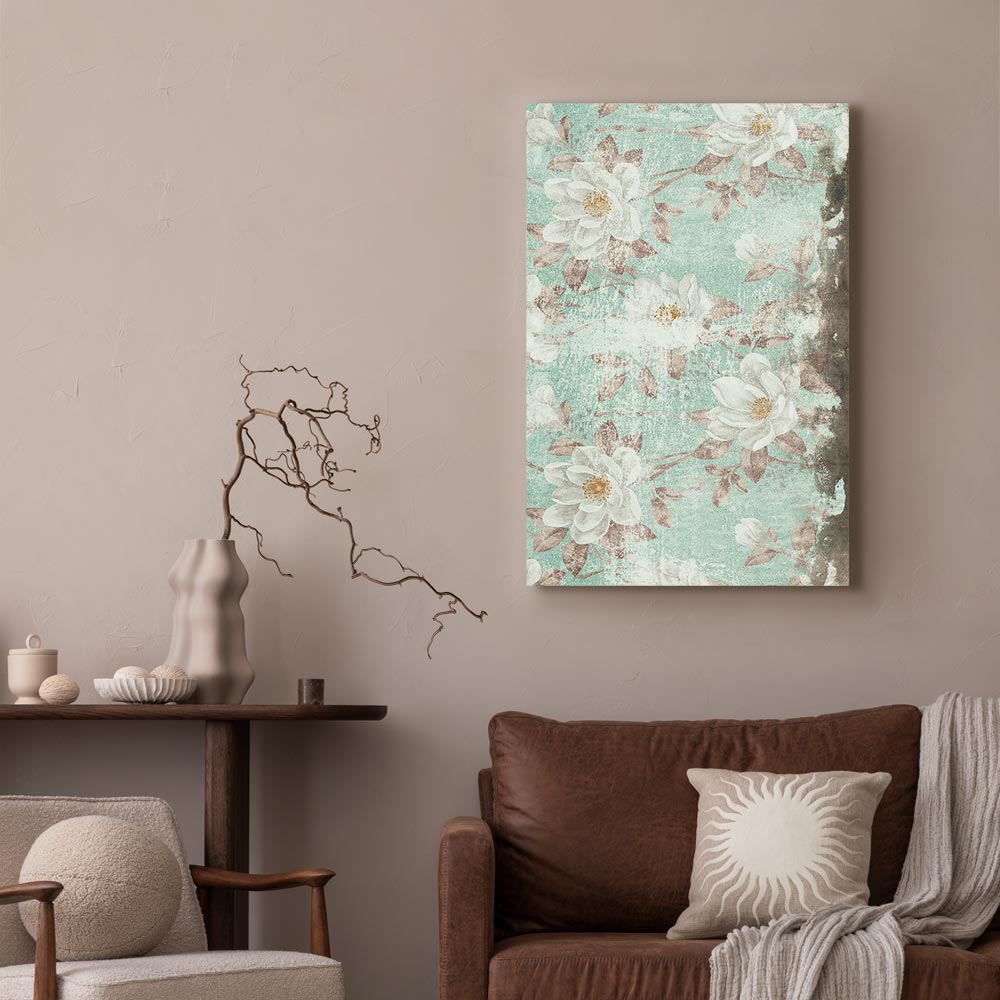 Roman Flowers Textured Vertical Canvas Print