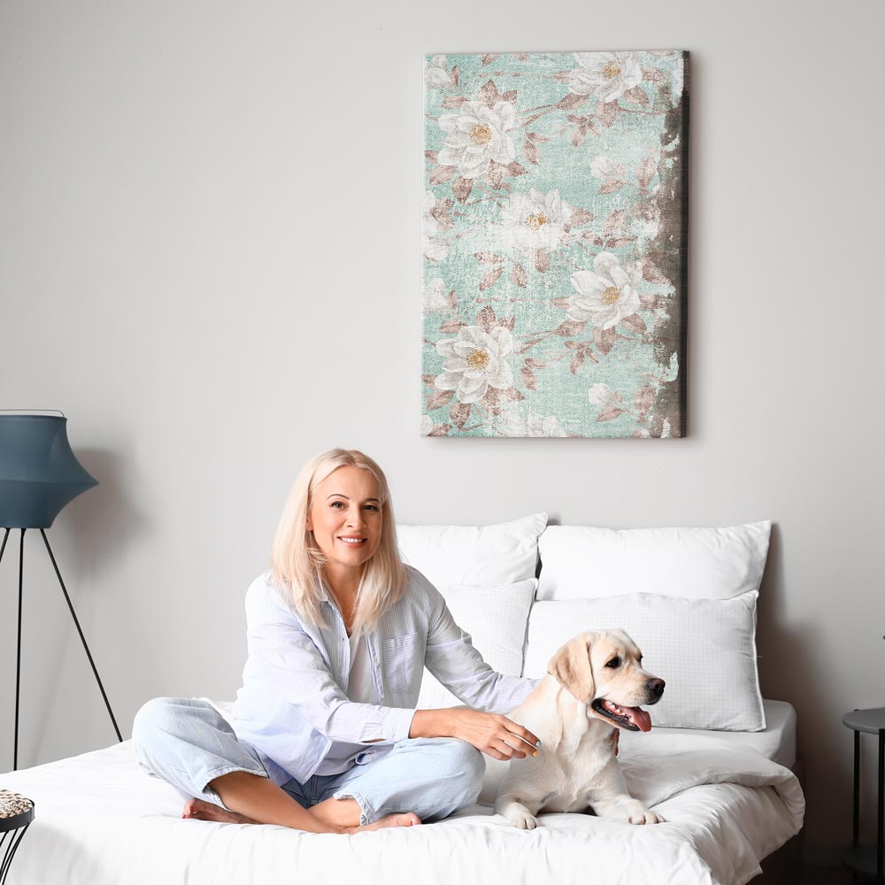 Roman Flowers Textured Vertical Canvas Print