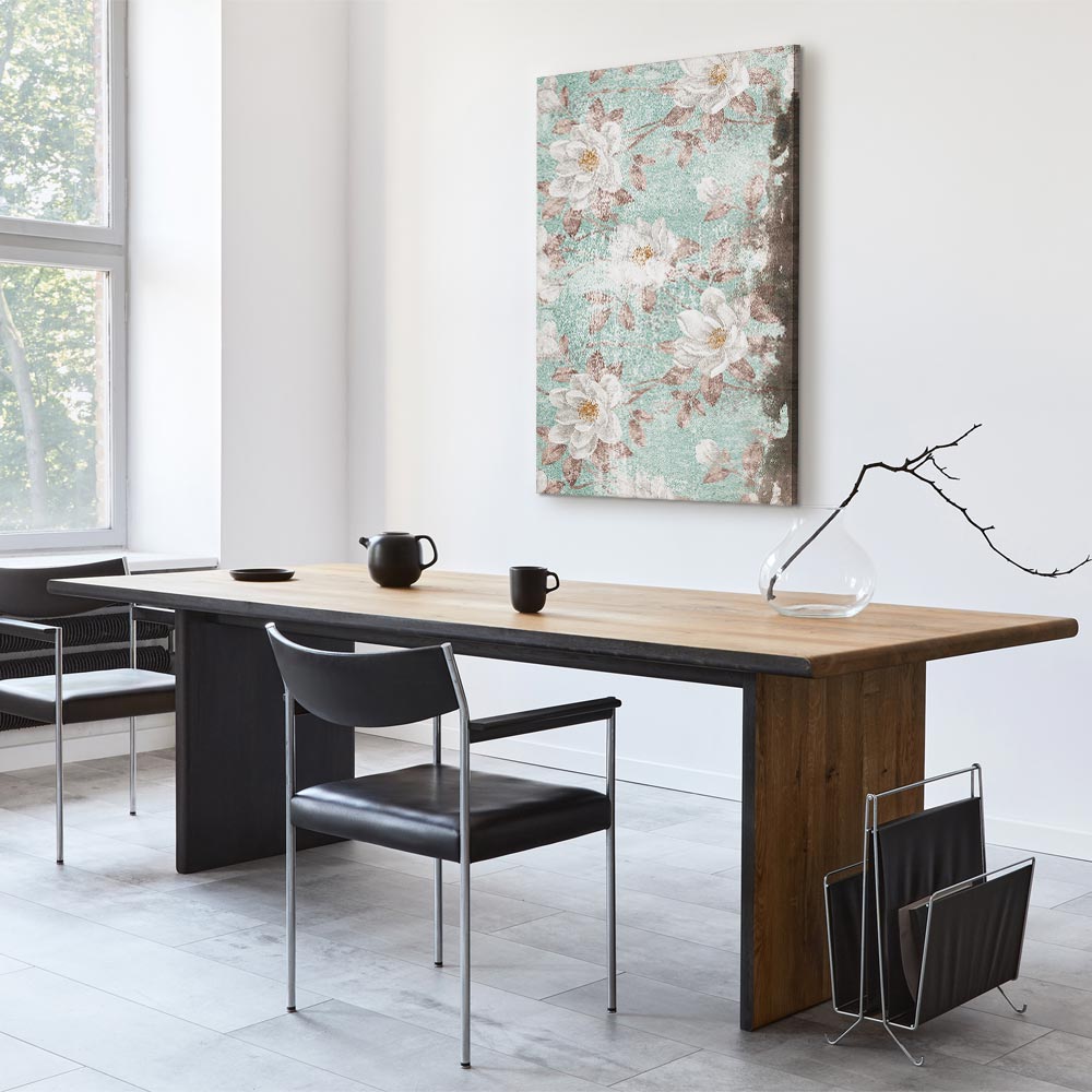 Roman Flowers Textured Vertical Canvas Print