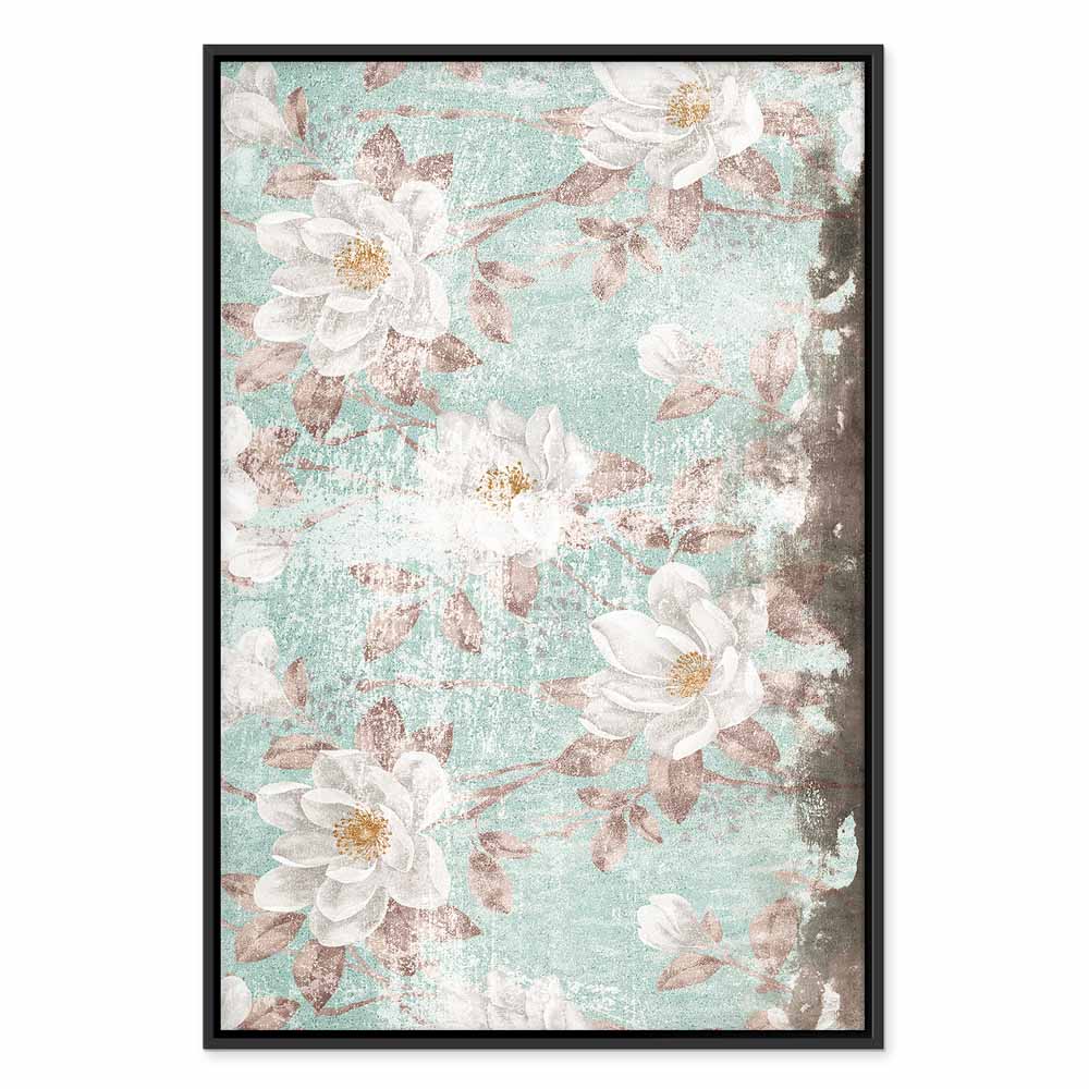 Roman Flowers Textured Vertical Canvas Print