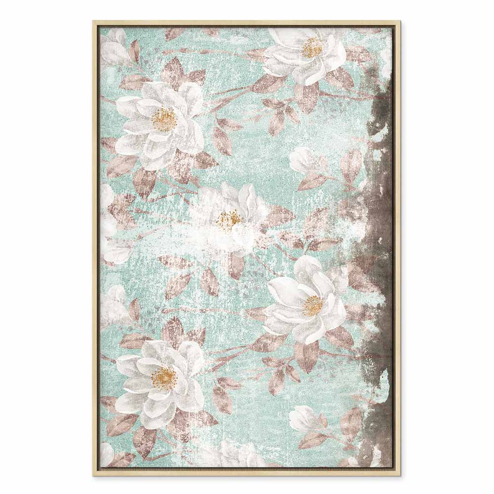 Roman Flowers Textured Vertical Canvas Print