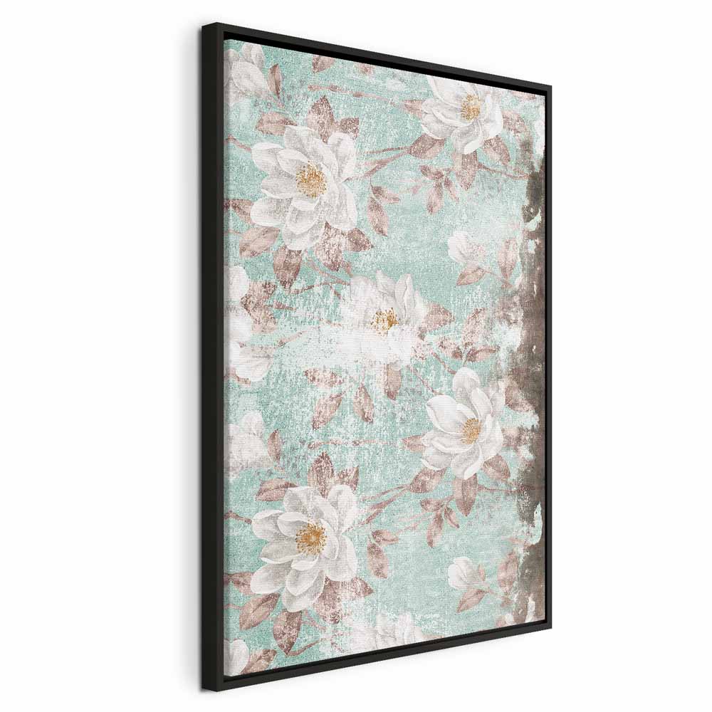 Roman Flowers Textured Vertical Canvas Print
