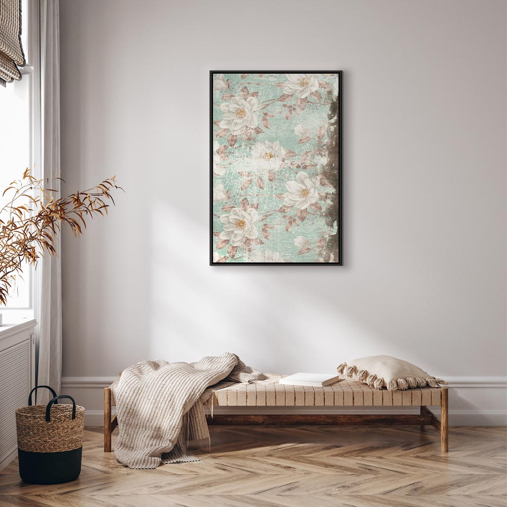 Roman Flowers Textured Vertical Canvas Print