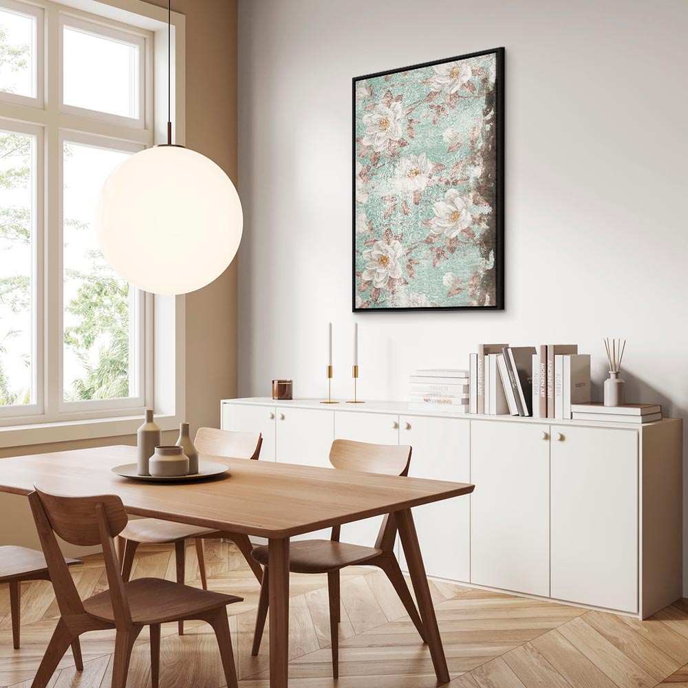 Roman Flowers Textured Vertical Canvas Print