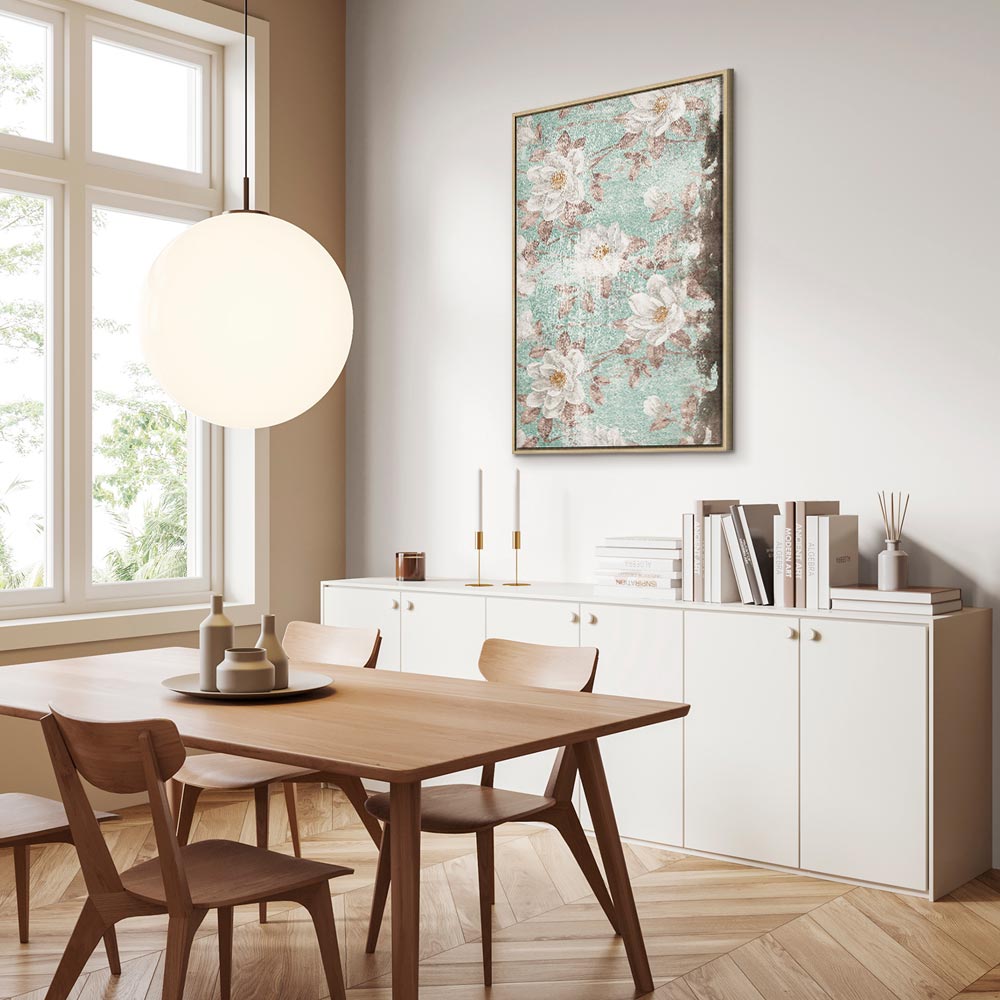 Roman Flowers Textured Vertical Canvas Print