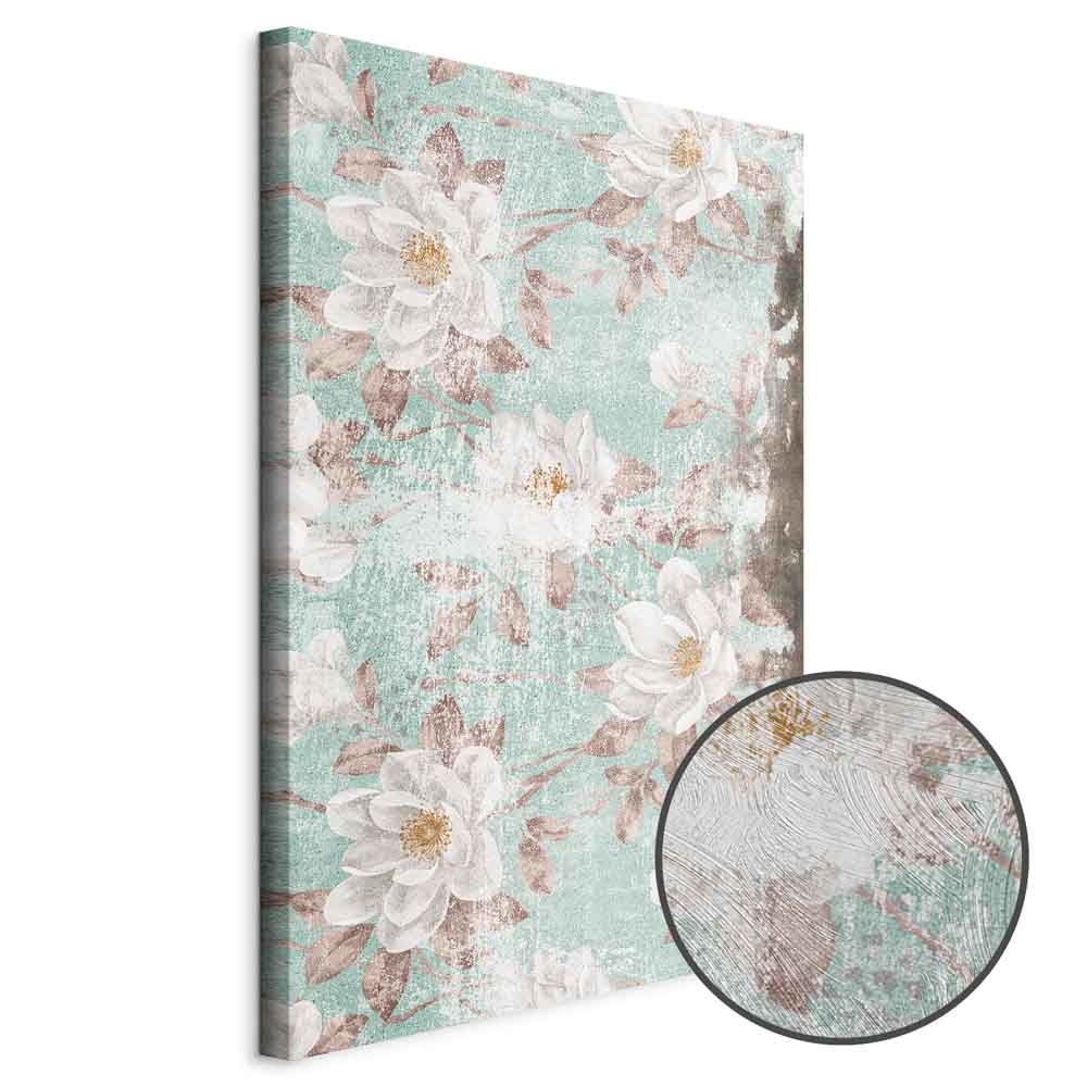 Roman Flowers Textured Vertical Canvas Print