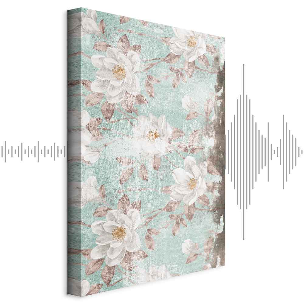 Roman Flowers Textured Vertical Canvas Print