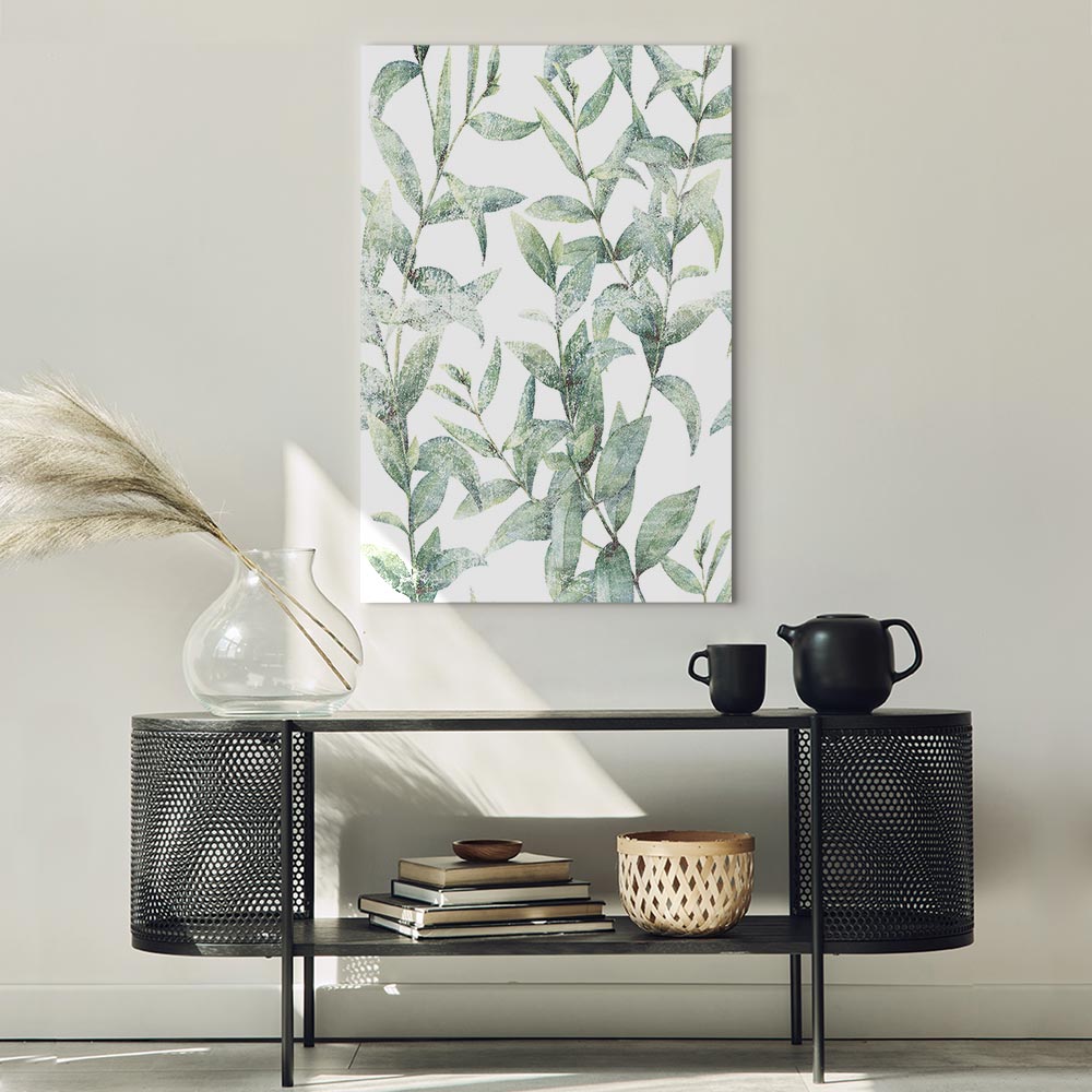 Green Leaves Nature Vertical Canvas Print
