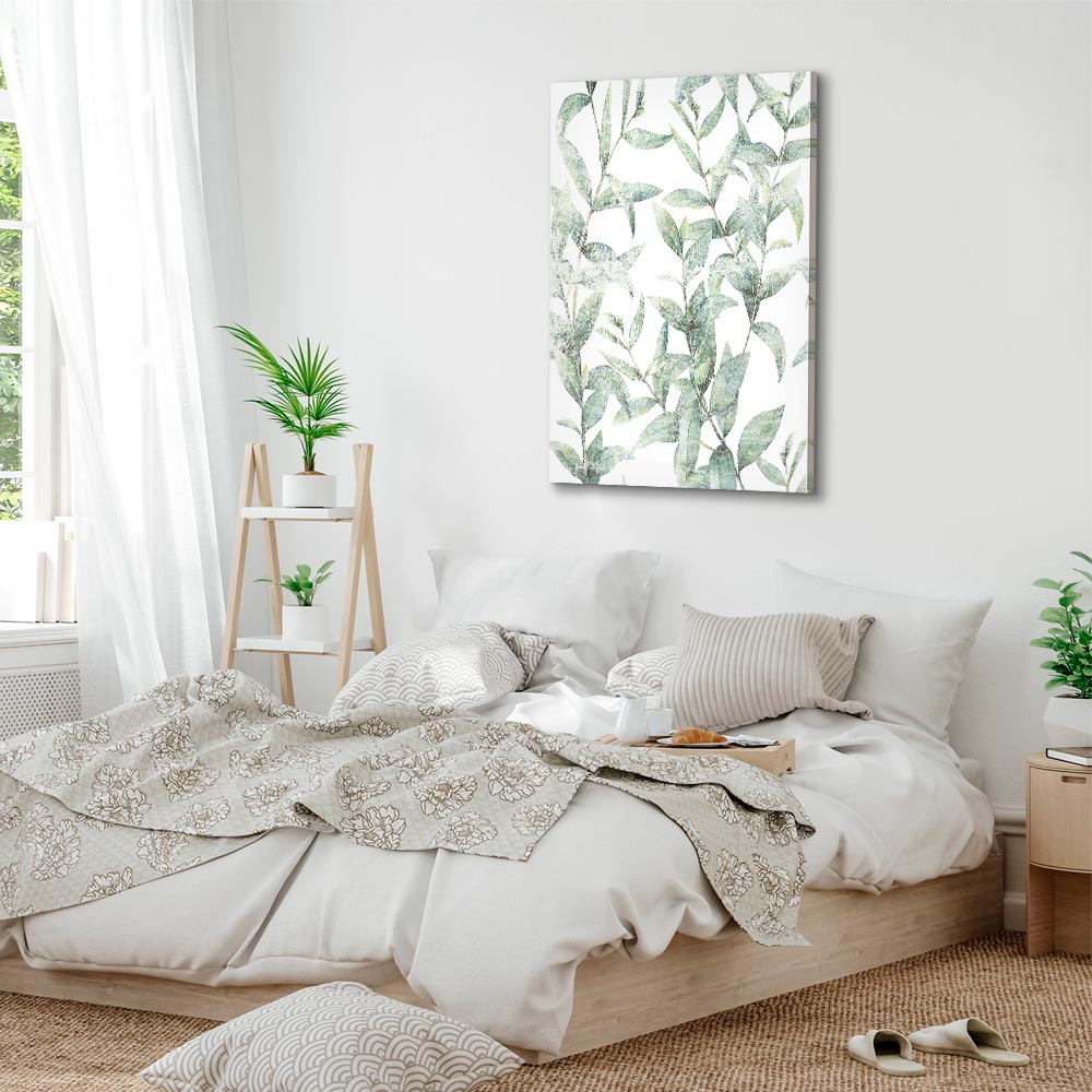 Green Leaves Nature Vertical Canvas Print