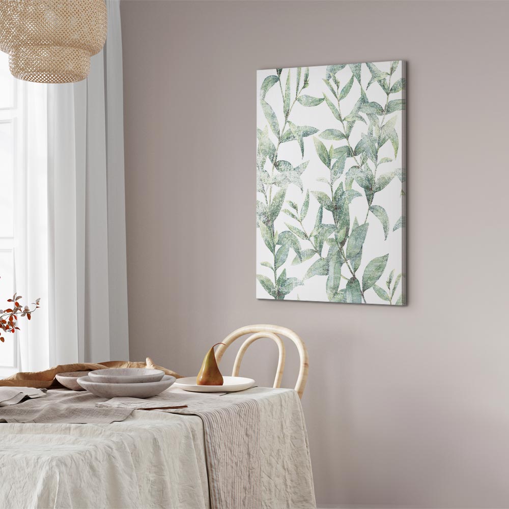 Green Leaves Nature Vertical Canvas Print