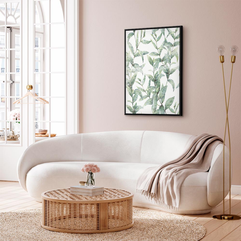 Green Leaves Nature Vertical Canvas Print