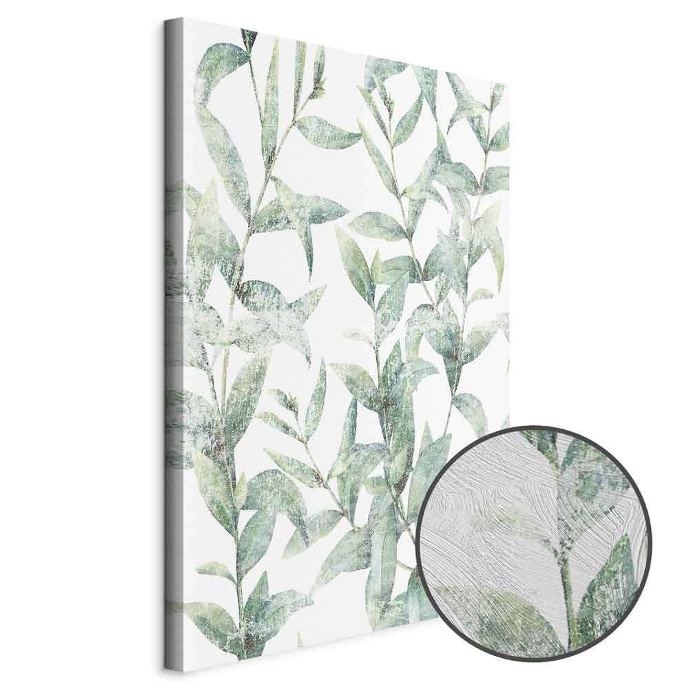 Green Leaves Nature Vertical Canvas Print