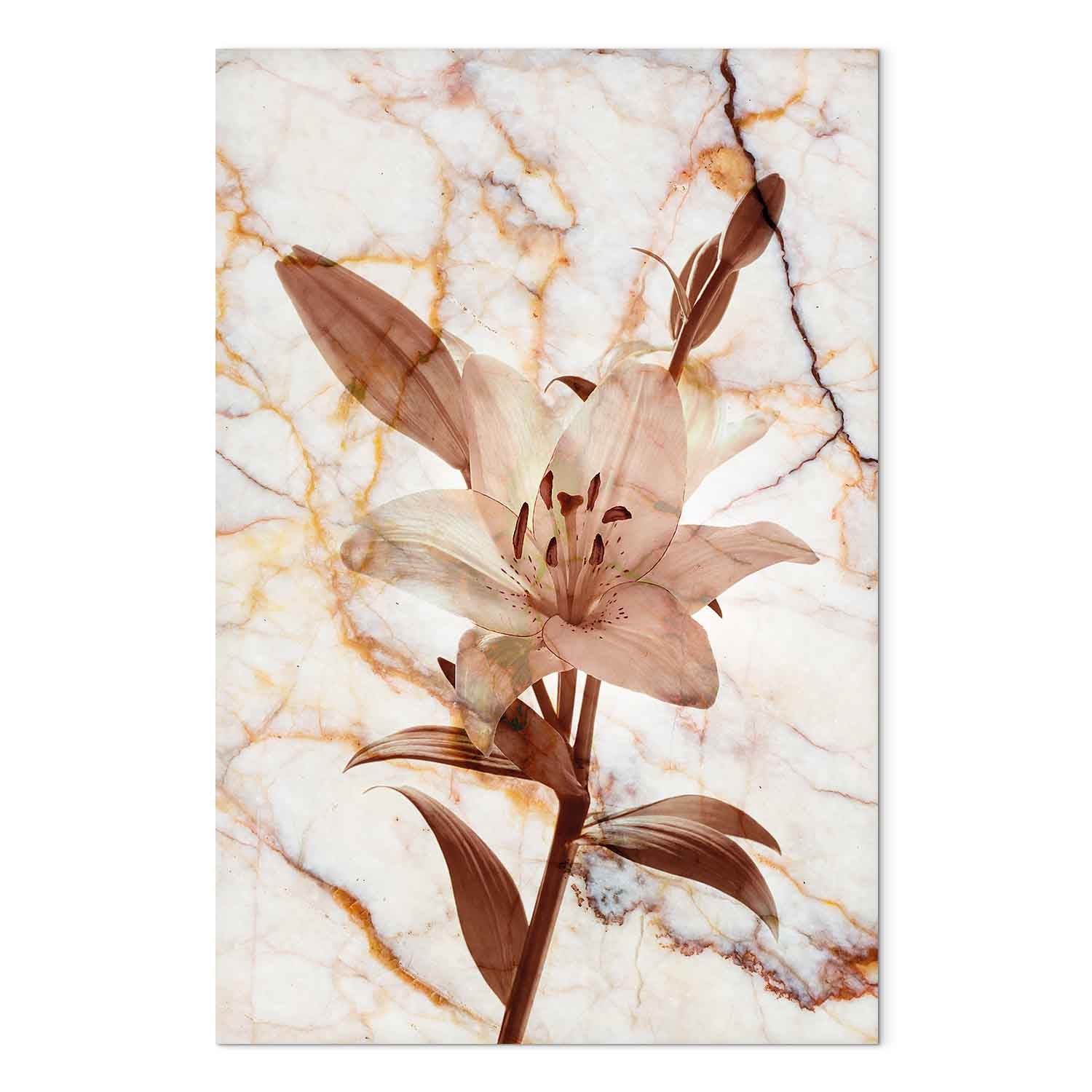 Delicate Lily on Sepia Marble Canvas Print