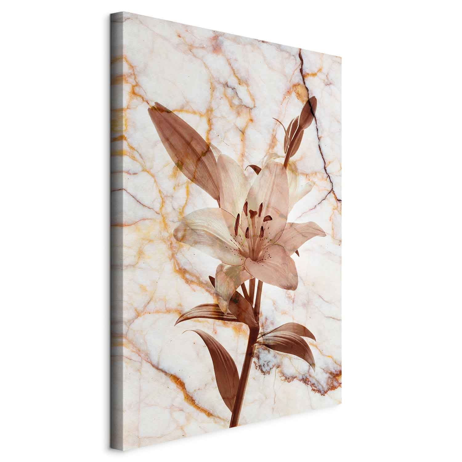 Delicate Lily on Sepia Marble Canvas Print
