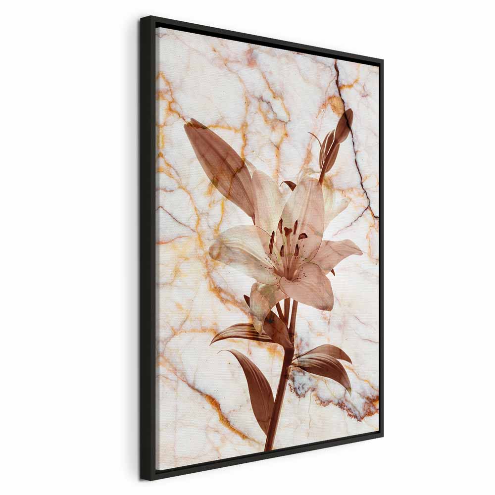 Delicate Lily on Sepia Marble Canvas Print