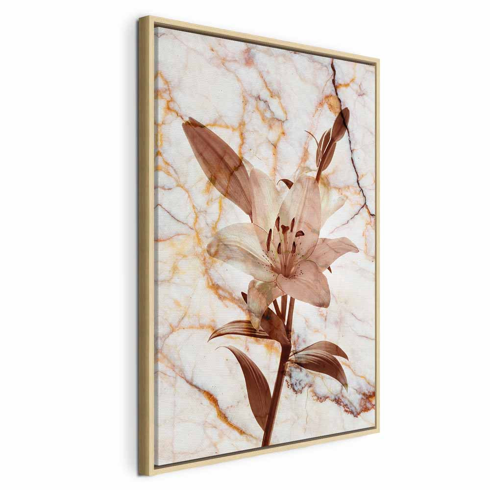 Delicate Lily on Sepia Marble Canvas Print