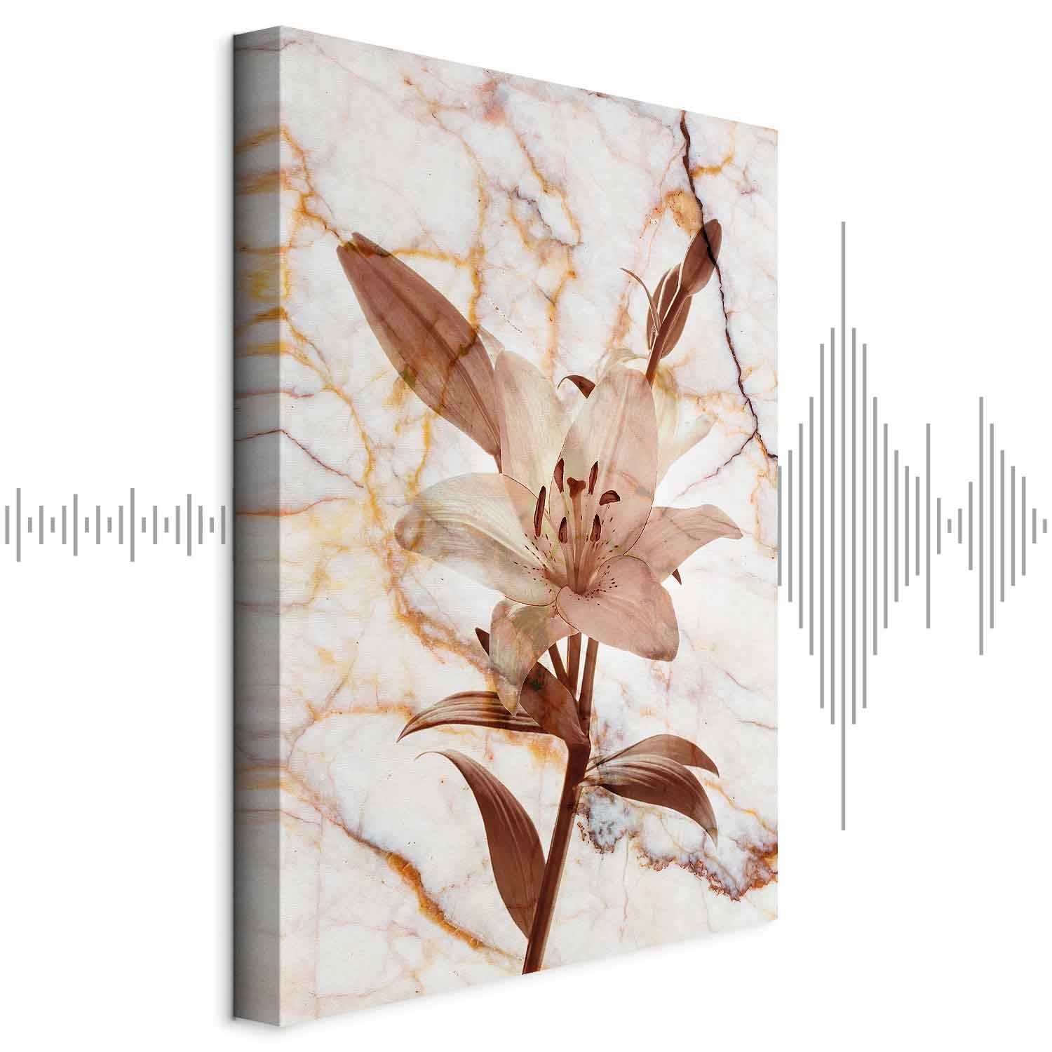 Delicate Lily on Sepia Marble Canvas Print