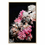 Colorful Peony Bouquet on Black Canvas Print
