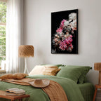 Colorful Peony Bouquet on Black Canvas Print