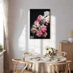 Colorful Peony Bouquet on Black Canvas Print