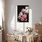 Colorful Peony Bouquet on Black Canvas Print