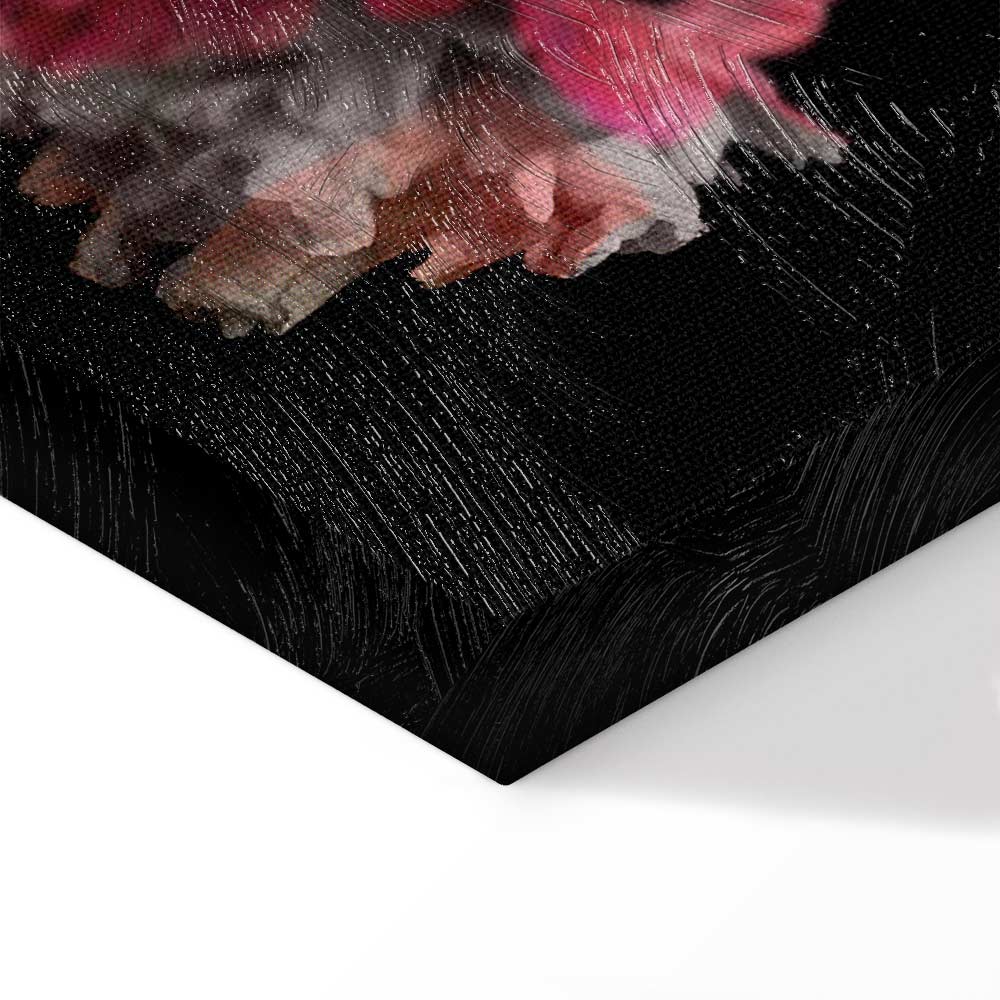 Colorful Peony Bouquet on Black Canvas Print