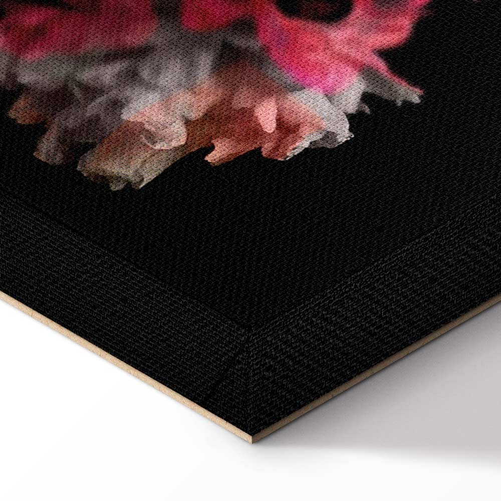 Colorful Peony Bouquet on Black Canvas Print