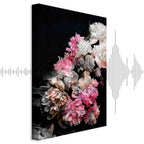 Colorful Peony Bouquet on Black Canvas Print