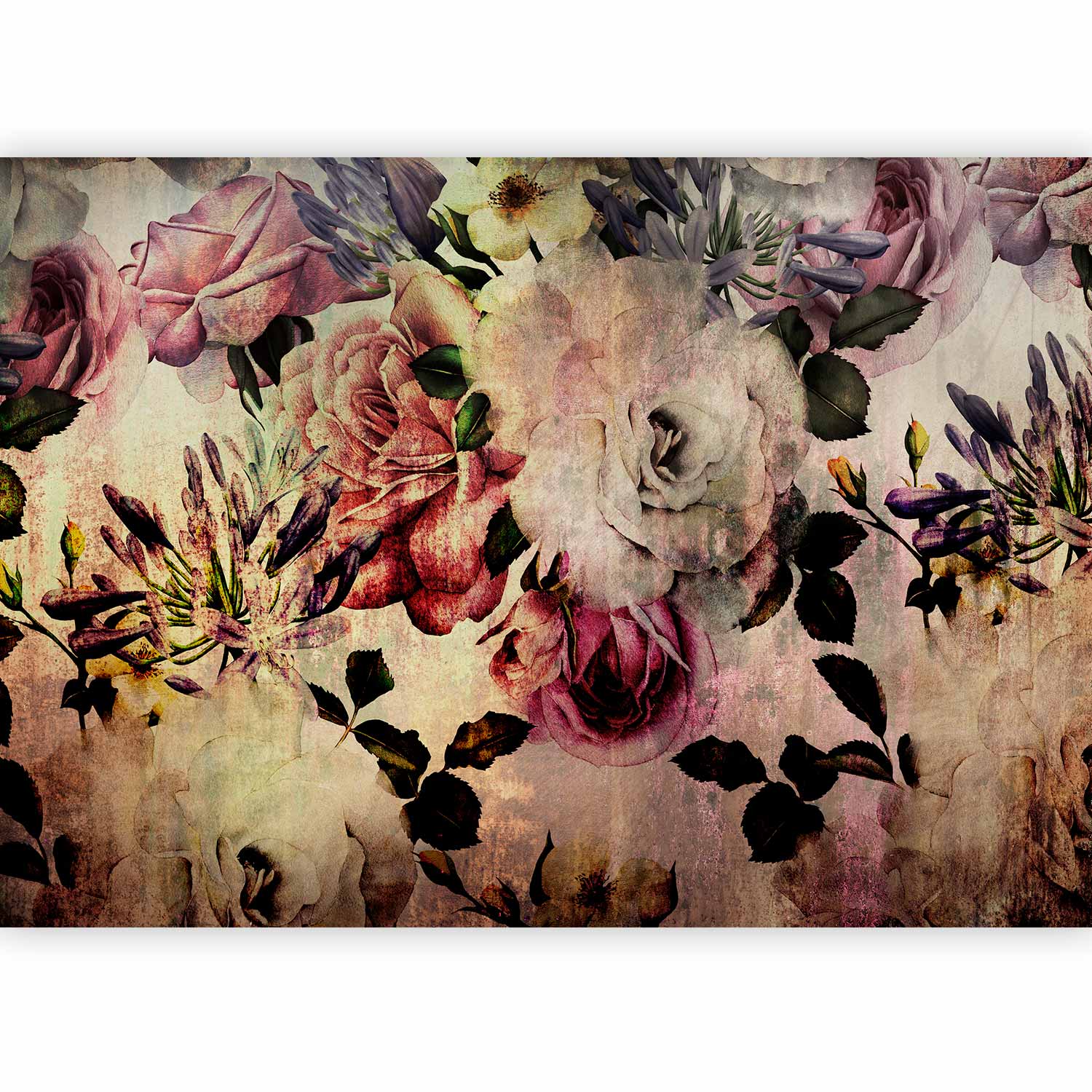 Colorful Nostalgia Flowers Wall Mural