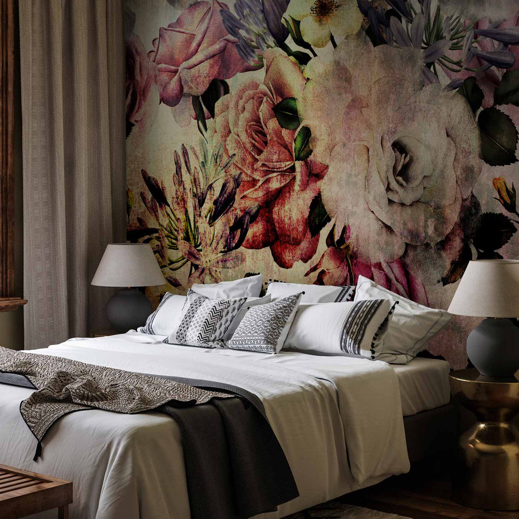 Colorful Nostalgia Flowers Wall Mural