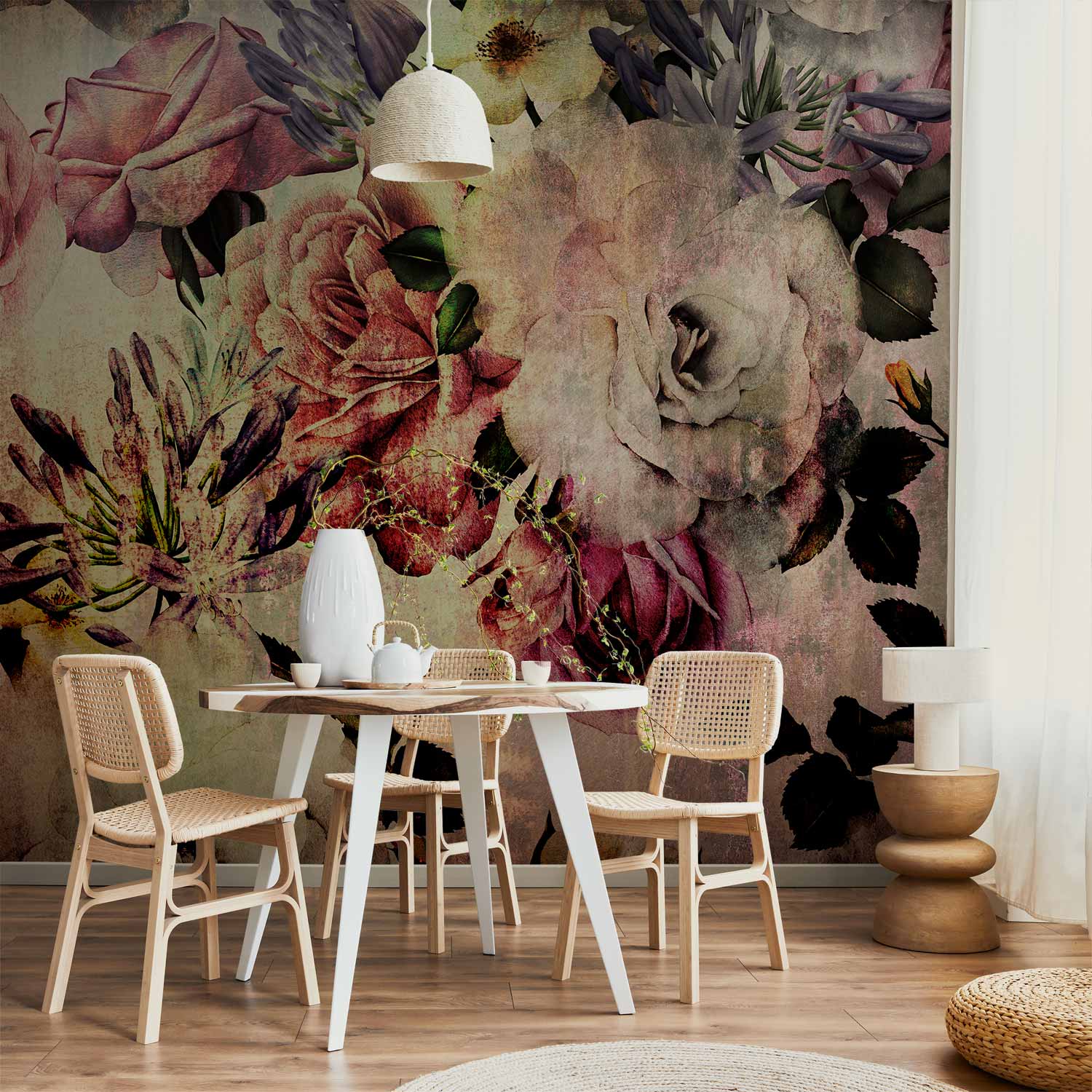 Colorful Nostalgia Flowers Wall Mural