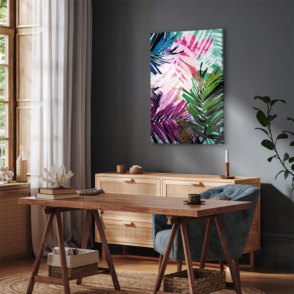 Colourful Abstract Leaves Canvas Print