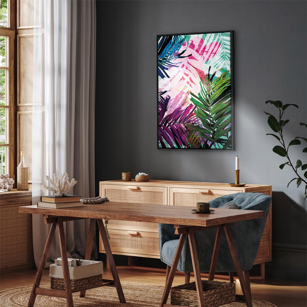 Colourful Abstract Leaves Canvas Print