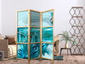 Pale Blue Lilies Floral 3-Panel Japanese Room Divider