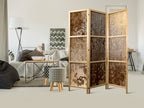 Golden Abstract 3-Panel Japanese Room Divider