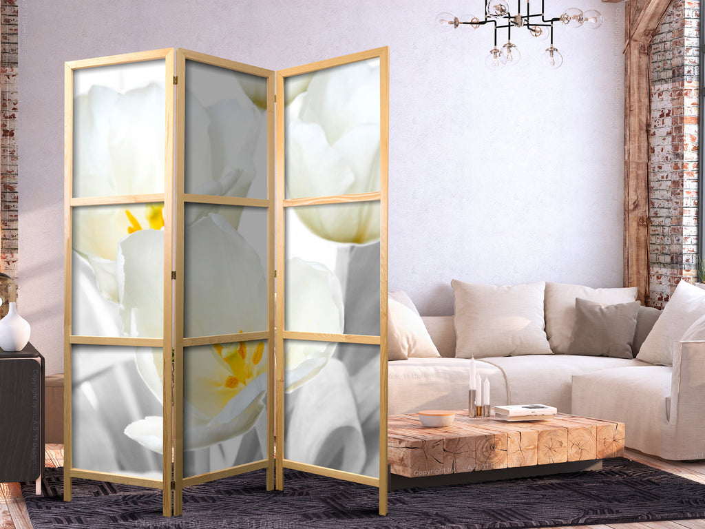 Luminous Tulips Floral 3-Panel Japanese Room Divider