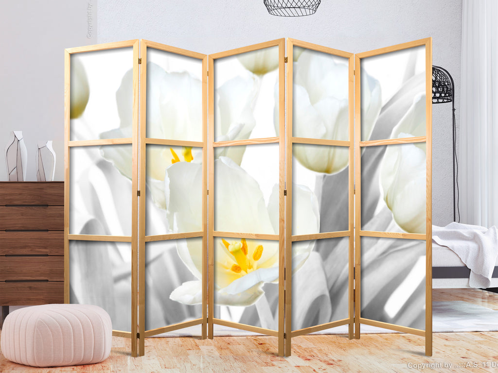 Luminous Tulips Floral 5-Panel Japanese Room Divider