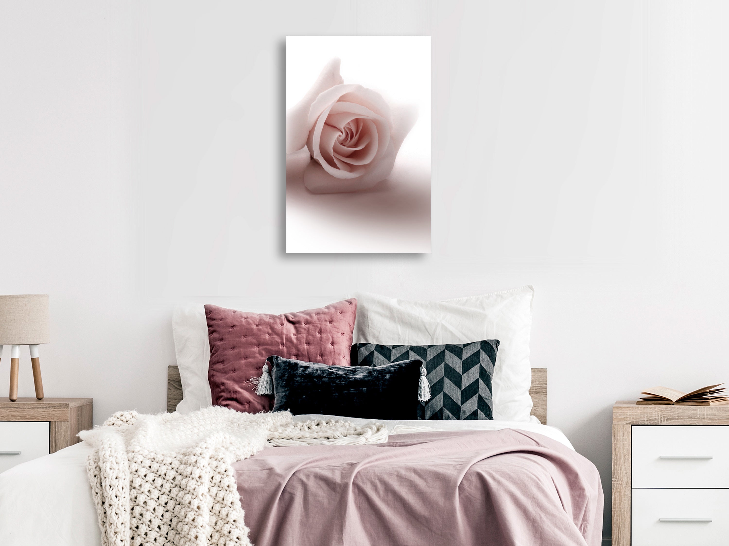 Canvas Print Floral Glamour Glow 1-part Delicate Pink Rose