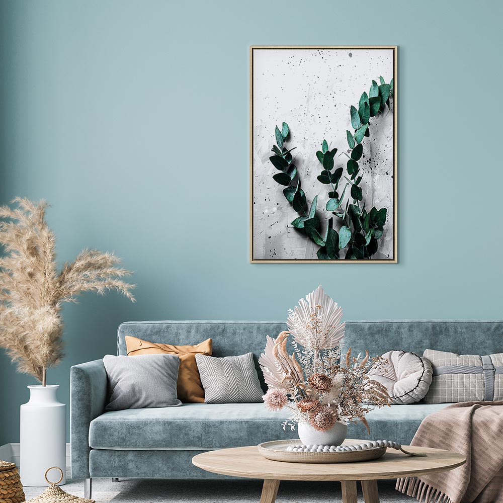 Eucalyptus Leaves Texture Vertical Canvas Print