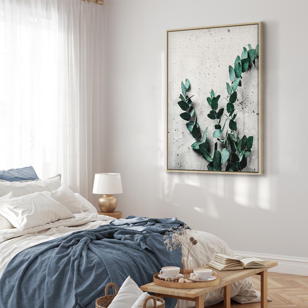 Eucalyptus Leaves Texture Vertical Canvas Print