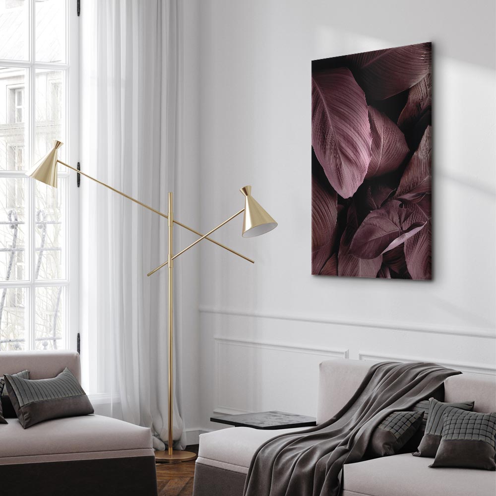 Velvet Leaves Botanical Vertical Canvas Print